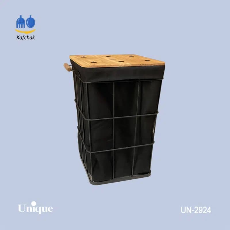 سبد لباس متوسط یونیک – مدل 2924 – فلزی و چوبی — تصویر ۲