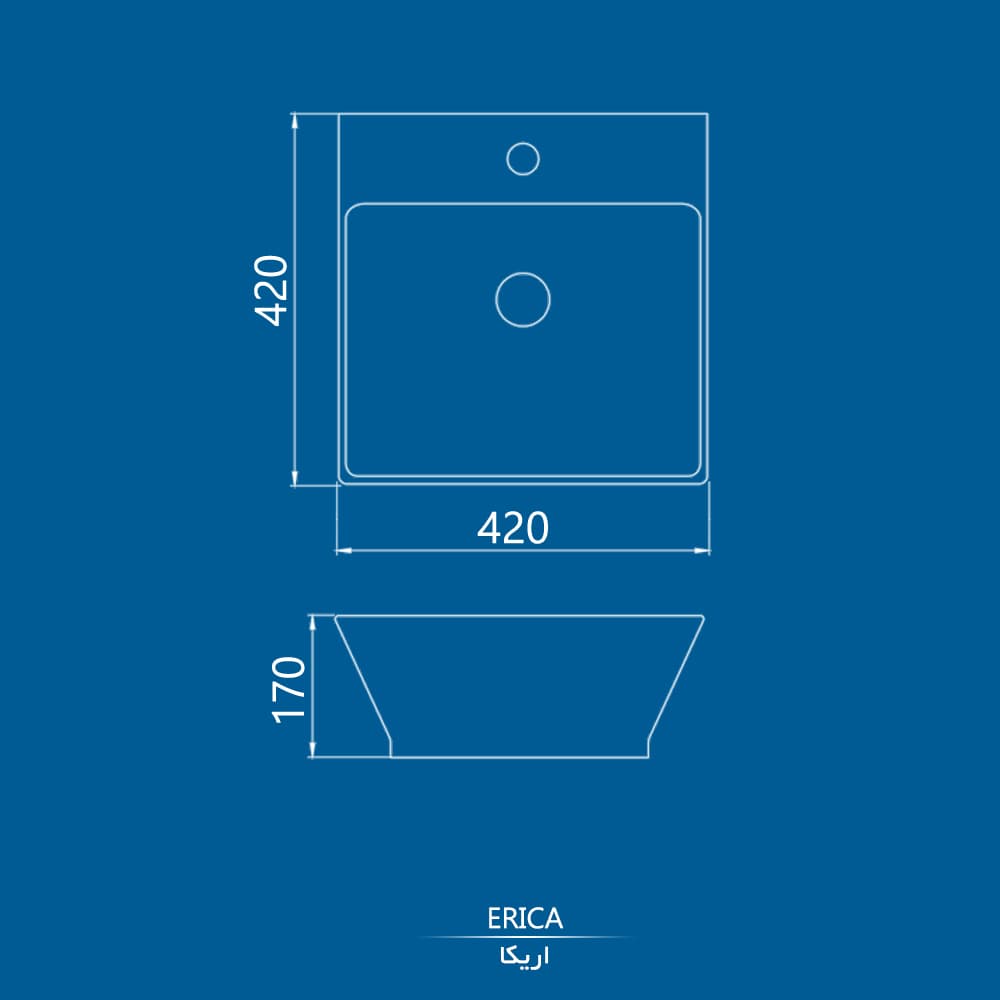 روشویی روکابینتی چینی کرد مدل اریکا42 — تصویر ۲