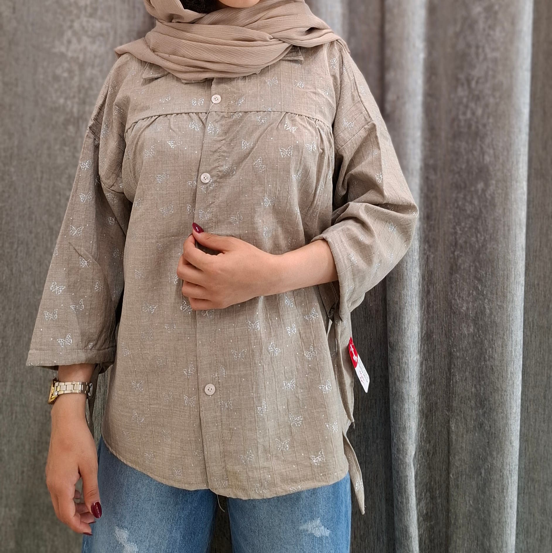 مانتو چین‌دار صوفیا طرح پروانه‌ای (زنانه) — تصویر ۲