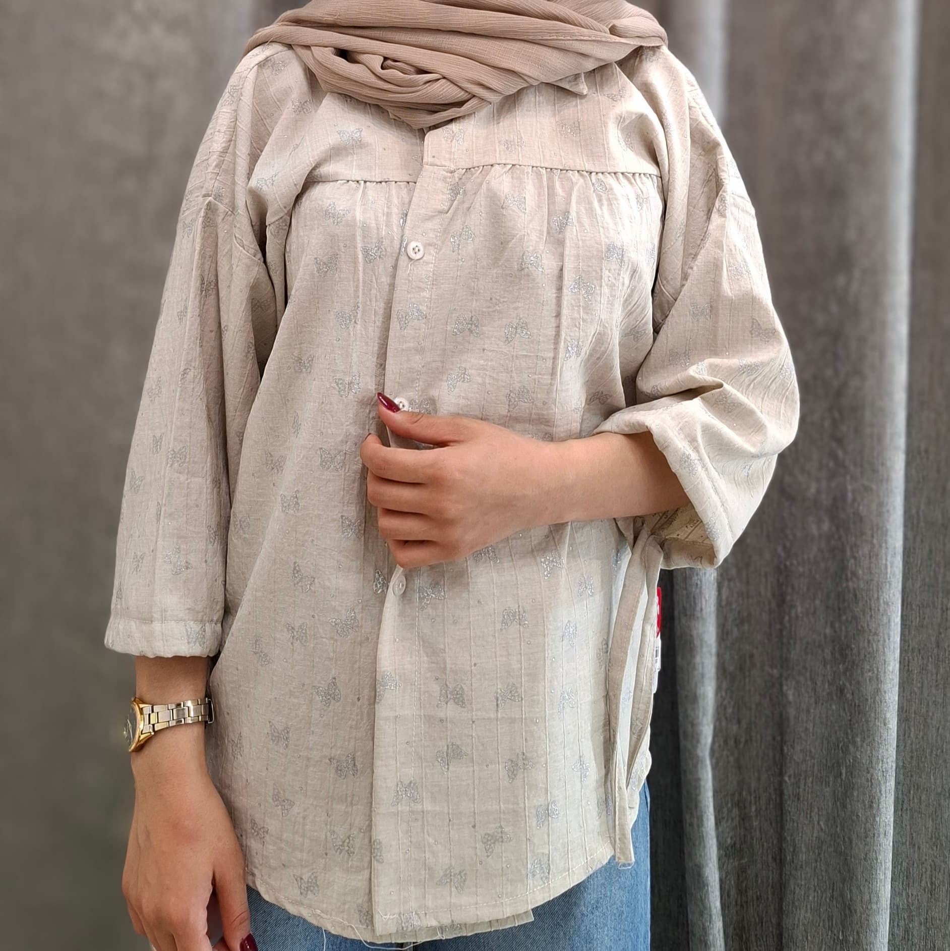 مانتو چین‌دار صوفیا طرح پروانه‌ای (زنانه) — تصویر ۳