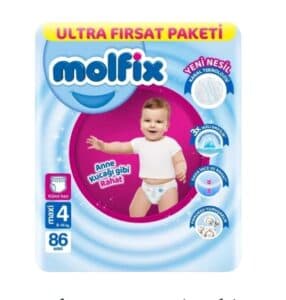 پوشک شورتی مولفیکس ترکیه سایز 4 بسته 86 تایی molfix