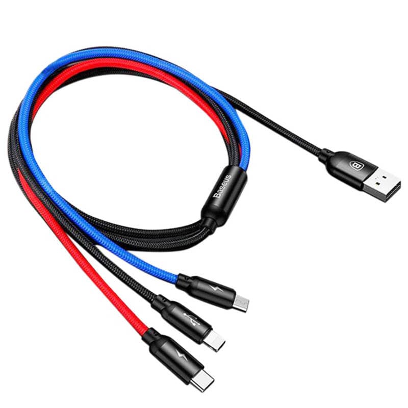 کابل تبدیل USB به microUSB/USB-C /لایتنینگ باسئوس Baseus مدل CAMLT-BSY01
