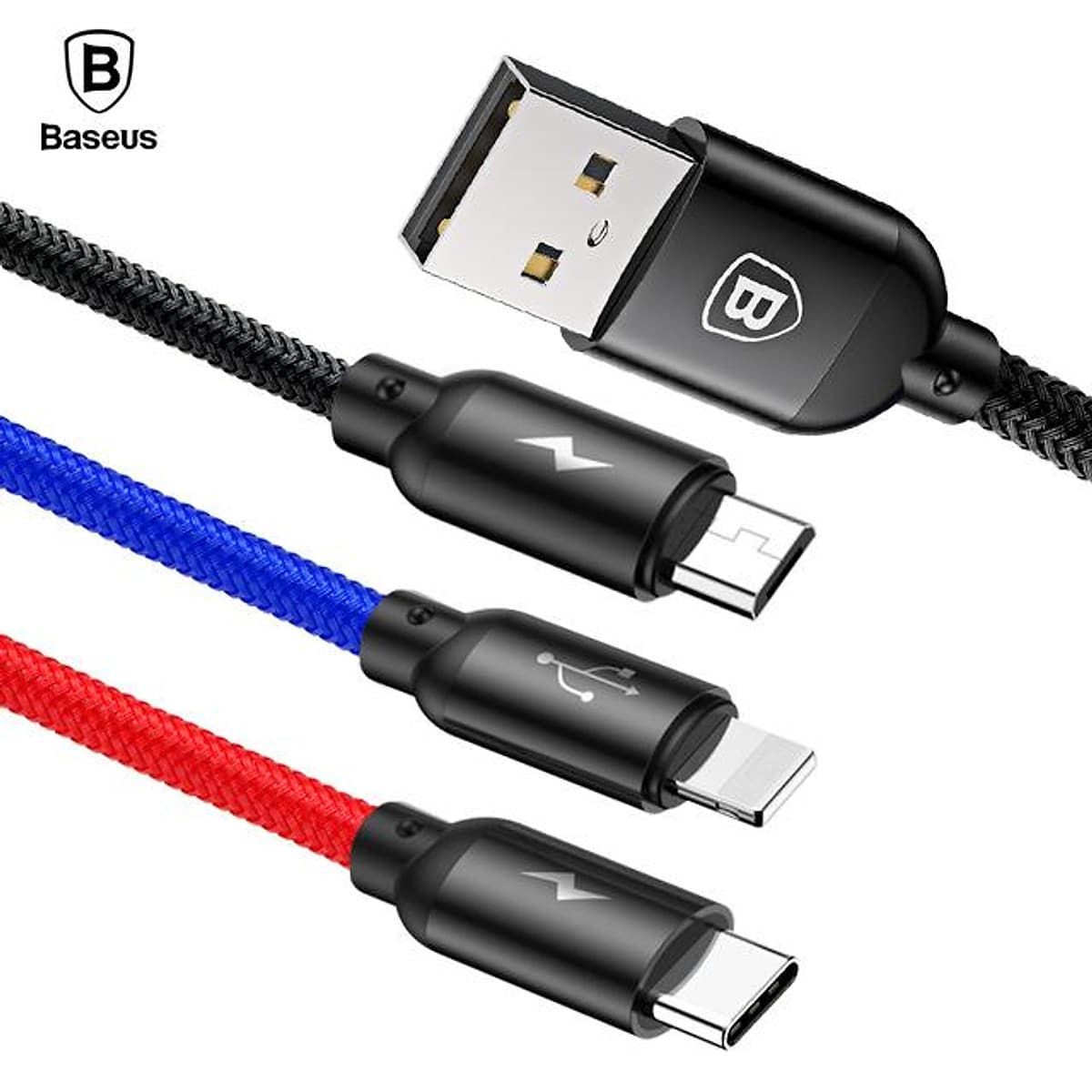 کابل تبدیل USB به microUSB/USB-C /لایتنینگ باسئوس Baseus مدل CAMLT-BSY01 — تصویر ۲