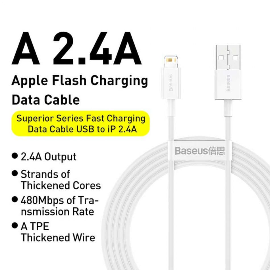کابل تبدیل USB به لایتنینگ باسئوس مدل CALYS-A02 طول 1 متر — تصویر ۳