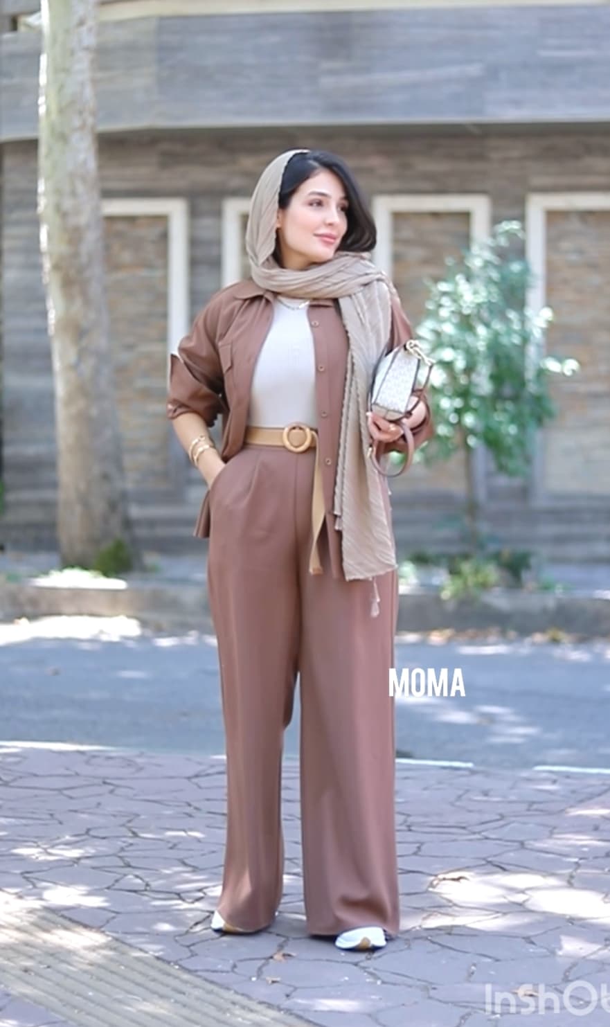 شلوار زنانه بگ کمرکش مازاراتی شکلاتی مدل روژان — تصویر ۲