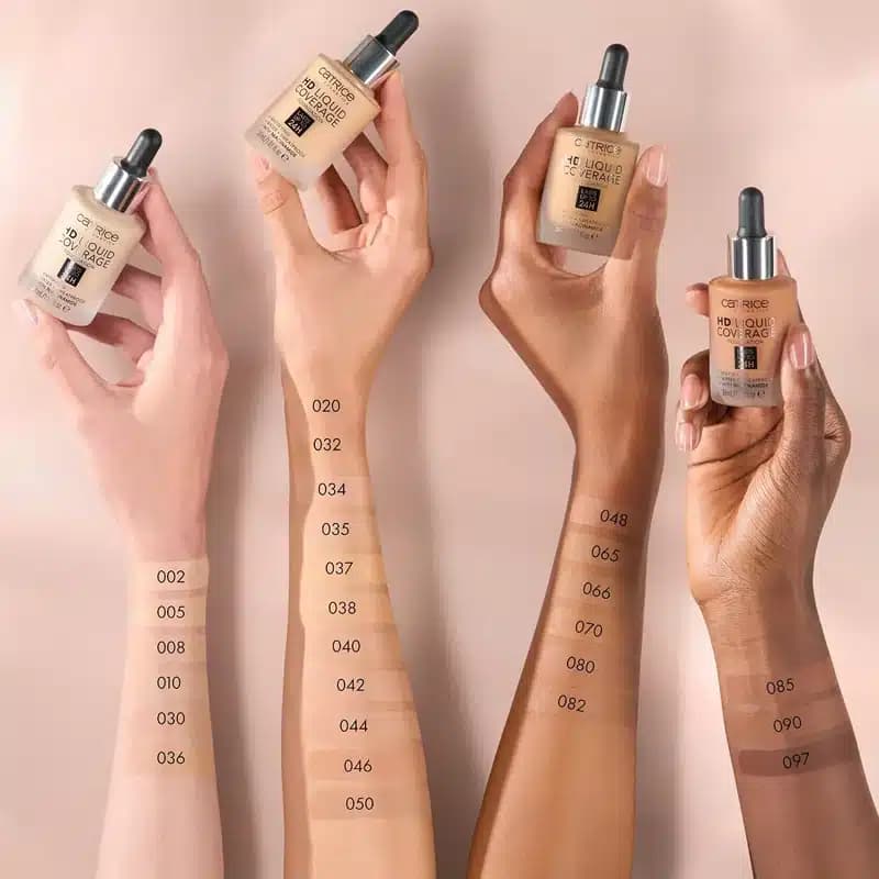 کرم پودر مات کاتریس Catrice مدل HD Liquid Coverage Foundation کد 036 رنگ Hazelnut Beige — تصویر ۵