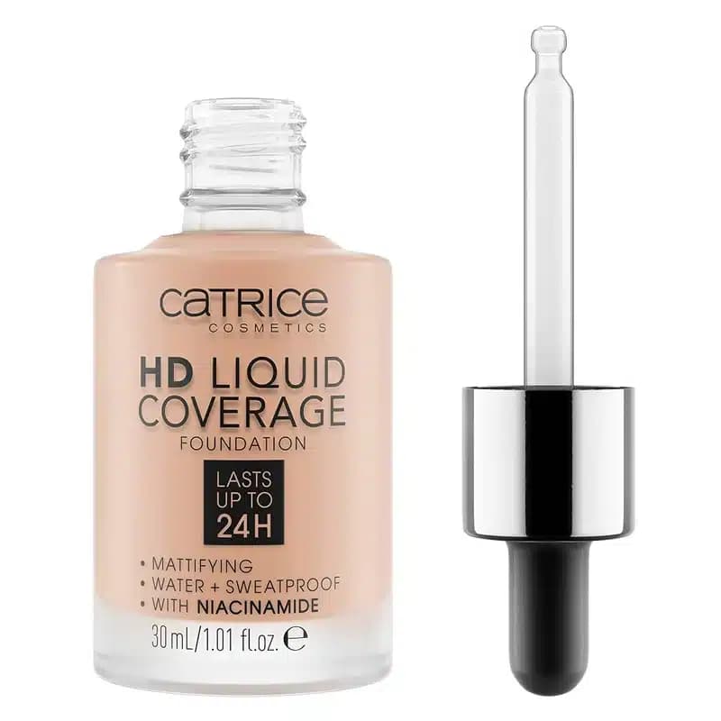 کرم پودر مات کاتریس Catrice مدل HD Liquid Coverage Foundation کد 020 رنگ Rose Beige