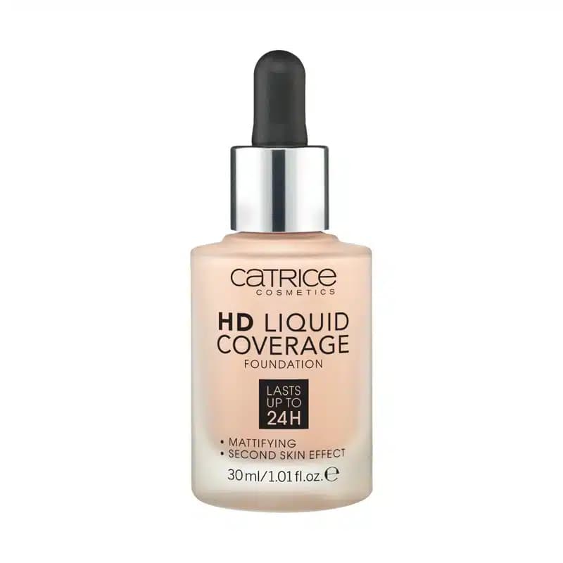 کرم پودر مات کاتریس Catrice مدل HD Liquid Coverage Foundation کد 010 رنگ Light Beige — تصویر ۲