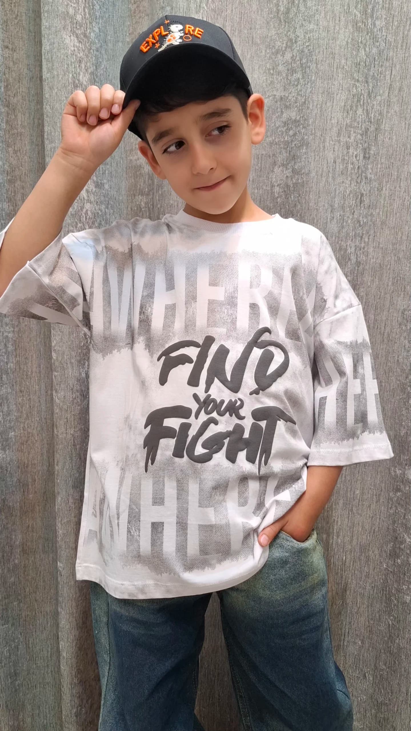 یشرت پسرانه تمام چاپ طرح FIND YOUR FIGHT(بچگانه)