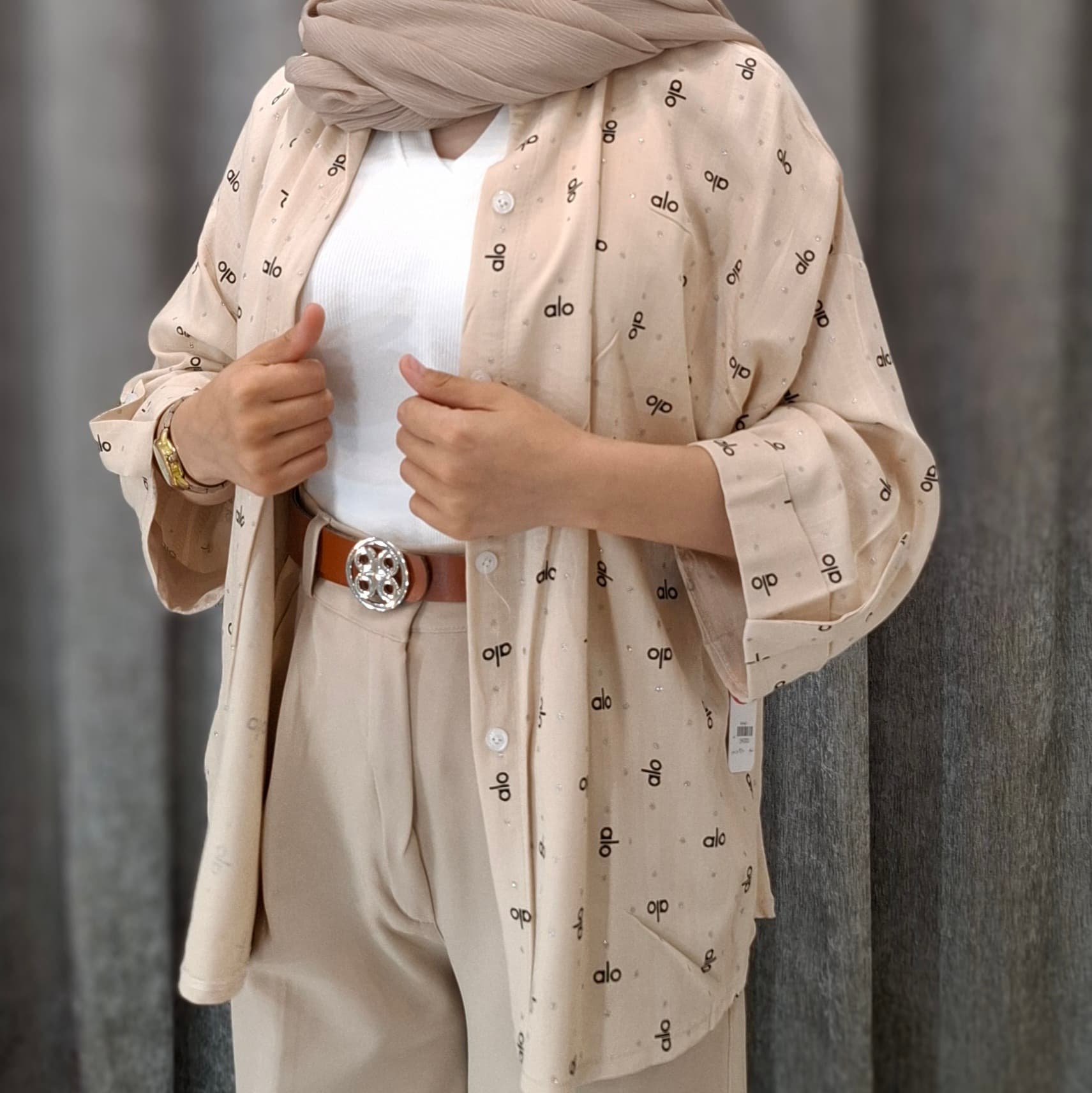 مانتو شیک طرح ALO با جزئیات نگین (زنانه) — تصویر ۳