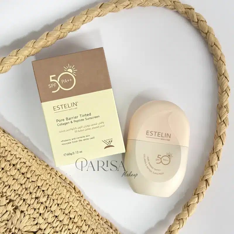 ضدآفتاب رنگی SPF50 استلین Estelin مدل Pore Barrier Tinted Collagen & Peptide Sunscreen(60 گرم) — تصویر ۳