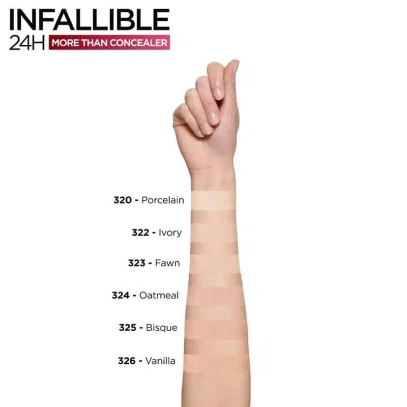 کانسیلر فول کاور 24 ساعته لورآل Loreal مدل 24H Infaillible More Than Concealer کد 320 — تصویر ۳