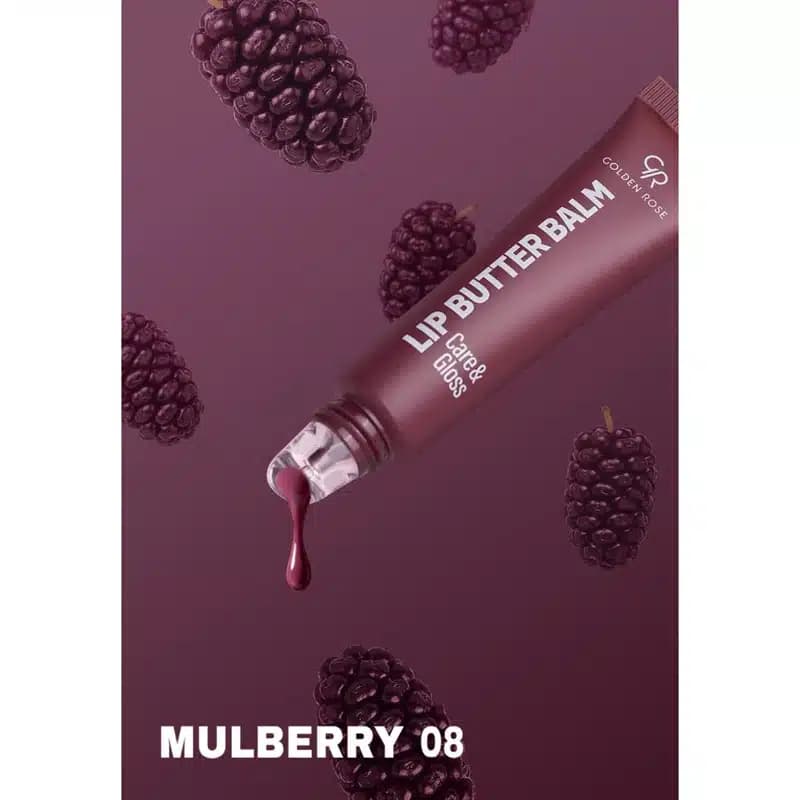 بالم لب کره ای گلدن رز Golden Rose مدل Lip Butter Balm کد 08 رنگ Mulberry — تصویر ۴