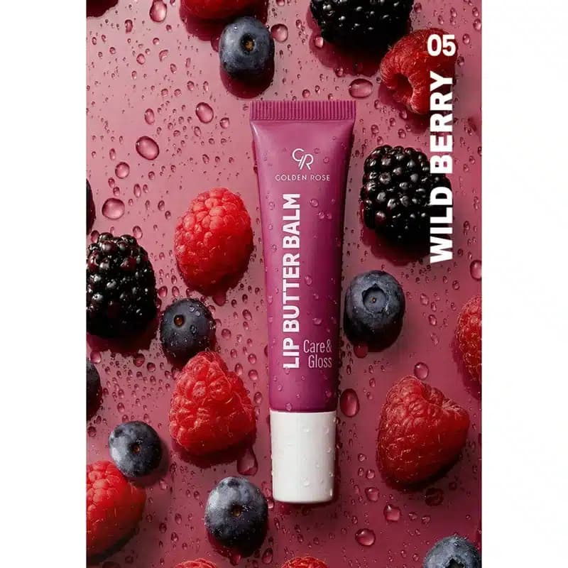 بالم لب کره ای گلدن رز Golden Rose مدل Lip Butter Balm کد 05 رنگ Wild Berry — تصویر ۴