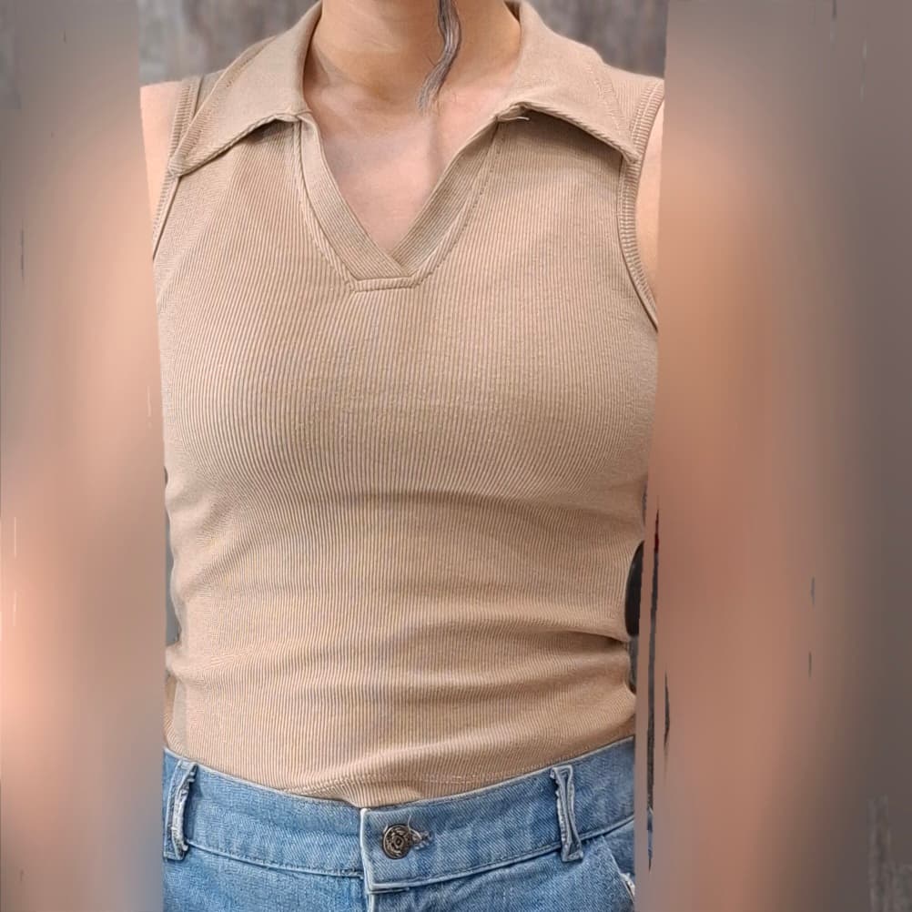 تاپ شکاری حلقهای یقه هفتی کرپ کش (زنانه)