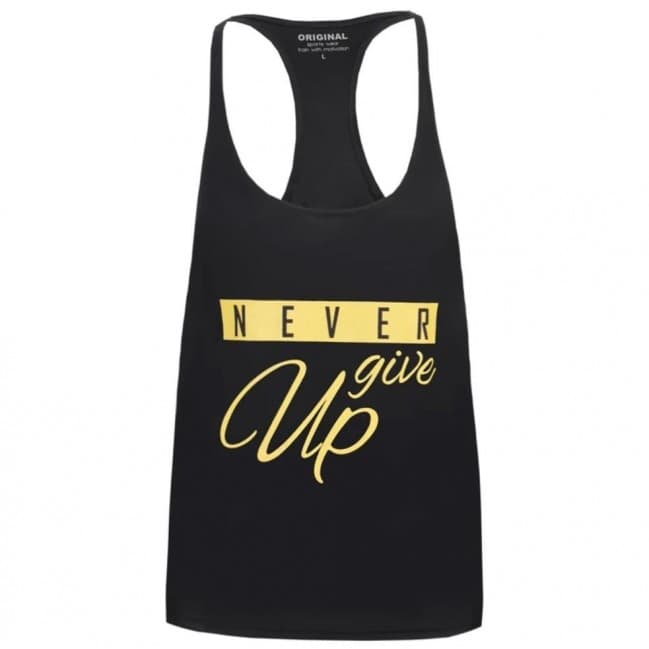 تاپ مردانه بند نازک سوزنی NEVER GIVE UP — تصویر ۳