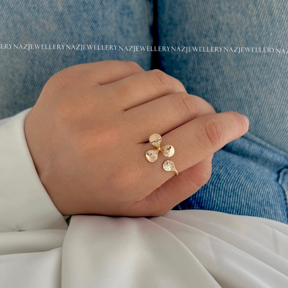 انگشتر گل نگینی ژوپینگ — تصویر ۲