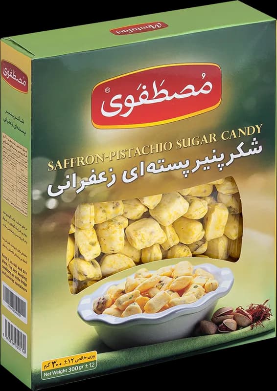 شکرپنیر پسته ای زعفرانی 300 گرم — تصویر ۲