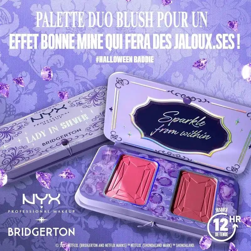 پالت رژگونه دو رنگ نیکس NYX کالکشن Bridgerton رنگ Lady In Silver — تصویر ۷