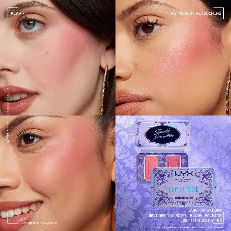 پالت رژگونه دو رنگ نیکس NYX کالکشن Bridgerton رنگ Lady In Silver — تصویر ۵