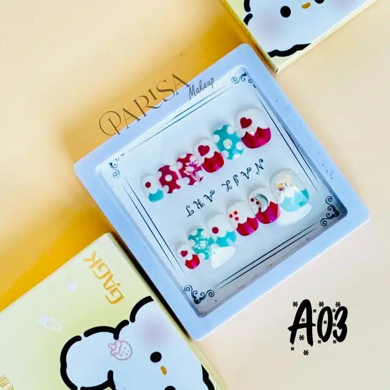 پک 12 عددی ناخن مصنوعی مربعی مدل Nail Art — تصویر ۴