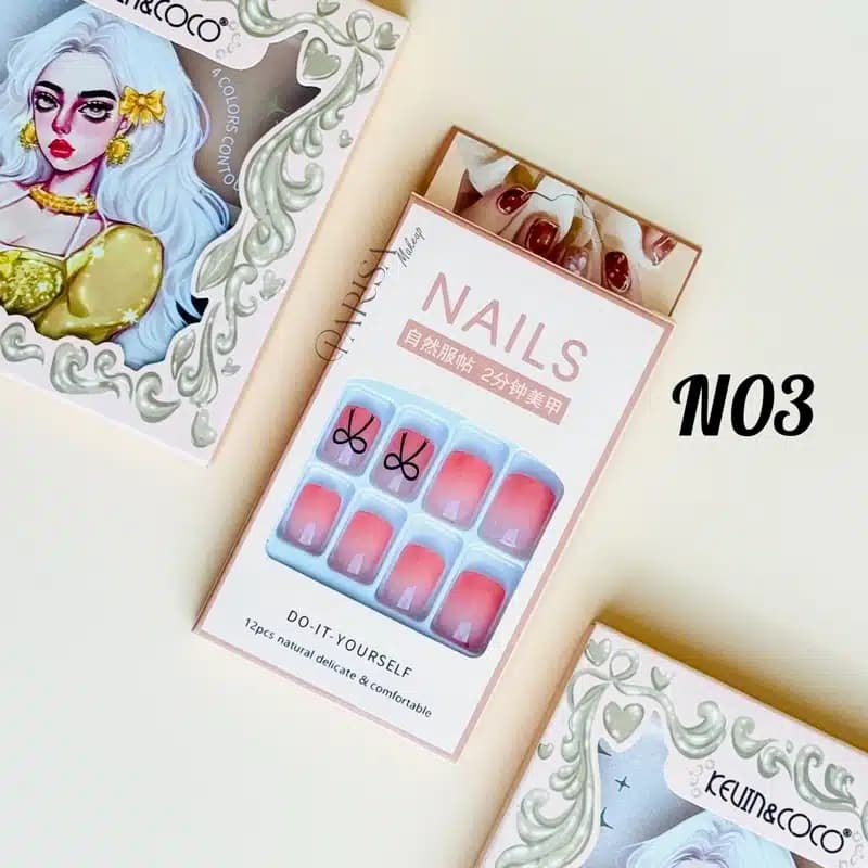 پک 12 عددی ناخن مصنوعی مربعی مدل Nails — تصویر ۴