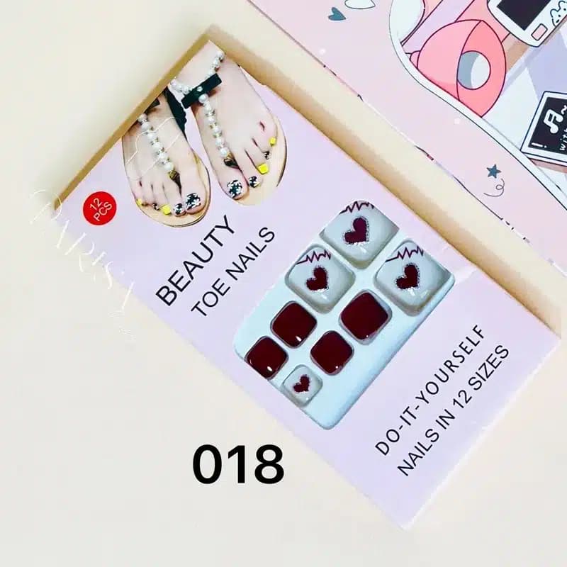 ناخن مصنوعی پا ۱۲ عددی BEAUTY TOE NAILS کد 018