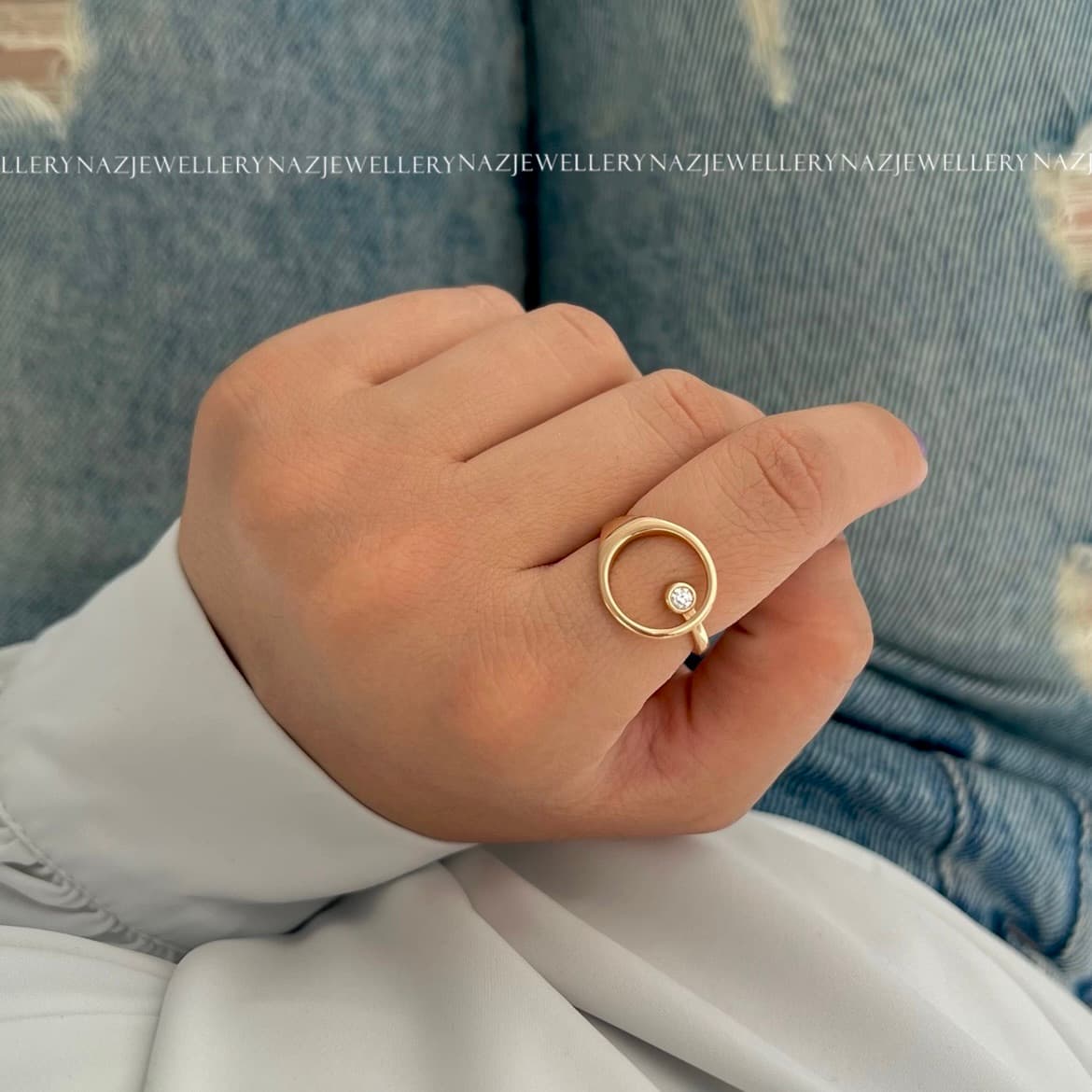 انگشتر دایره تک نگین ژوپینگ — تصویر ۲