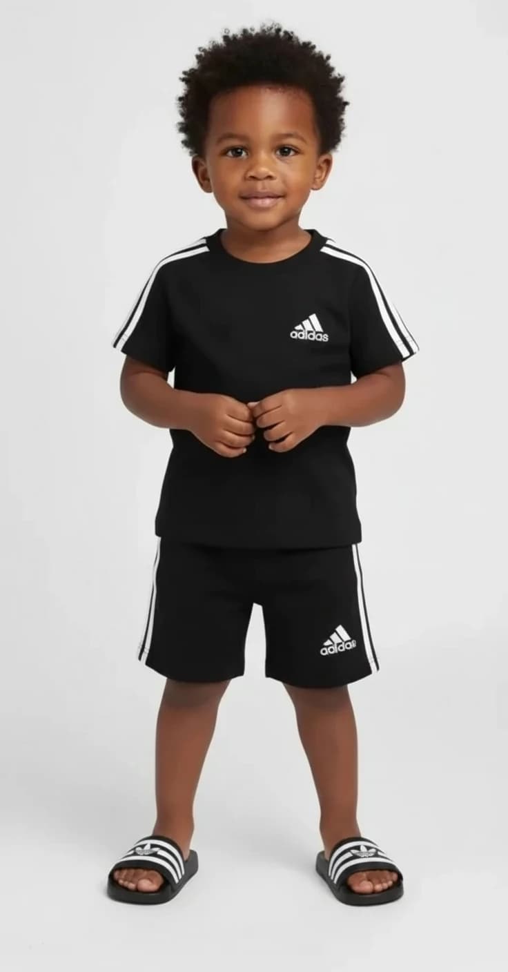 ست تیشرت شلوارک adidas بچگانه مشکی وارداتی