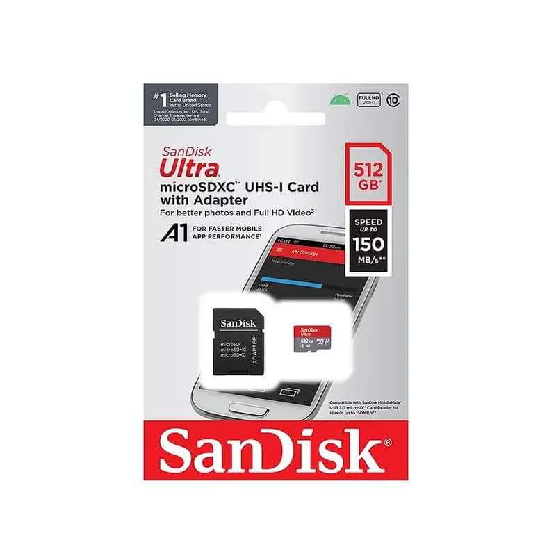 کارت حافظه میکرو اس‌دی سن دیسک 512 گیگابایت سرعت 150MB/s U1 A1 مدل Ultra — تصویر ۳