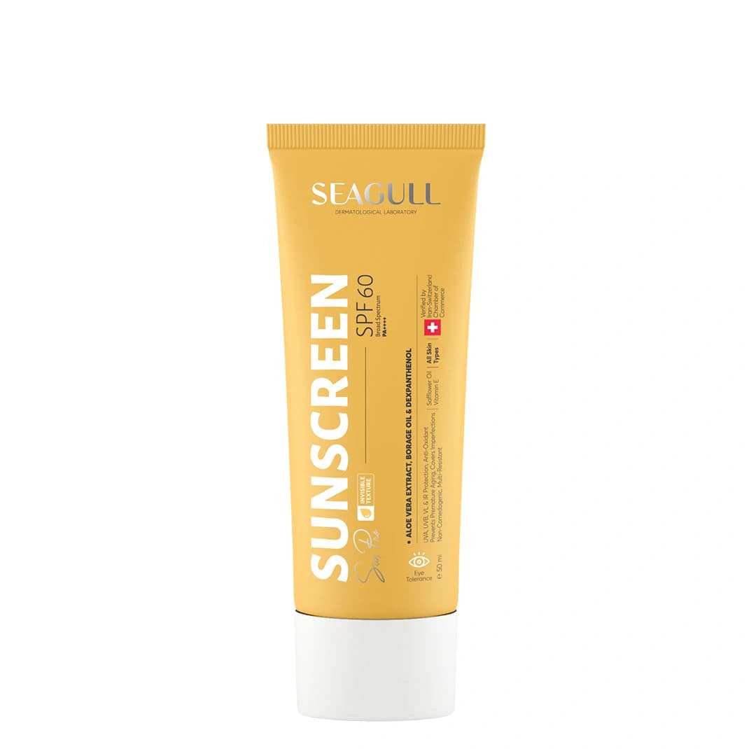 کرم ضدآفتاب سی‌گل SPF60 فاقد رنگ حجم ۵۰ میلی‌لیتر
