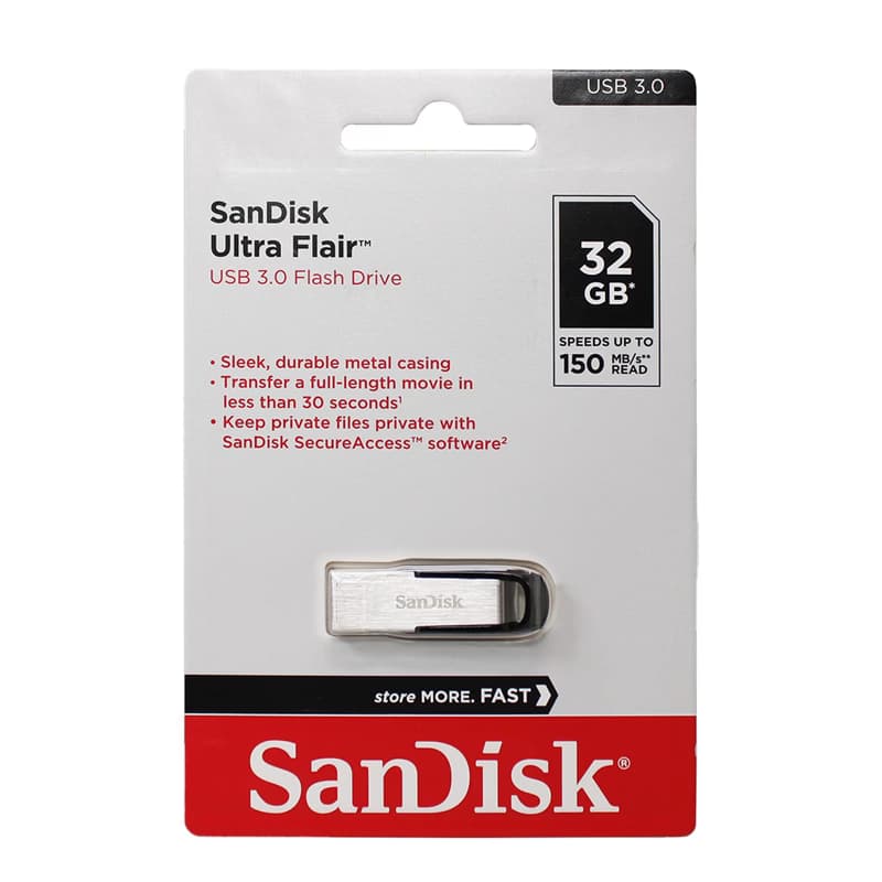 فلش مموری سن دیسک 32 گیگابایت USB3.0 مدل Ultra Flair (نقره‌ای-مشکی) — تصویر ۴