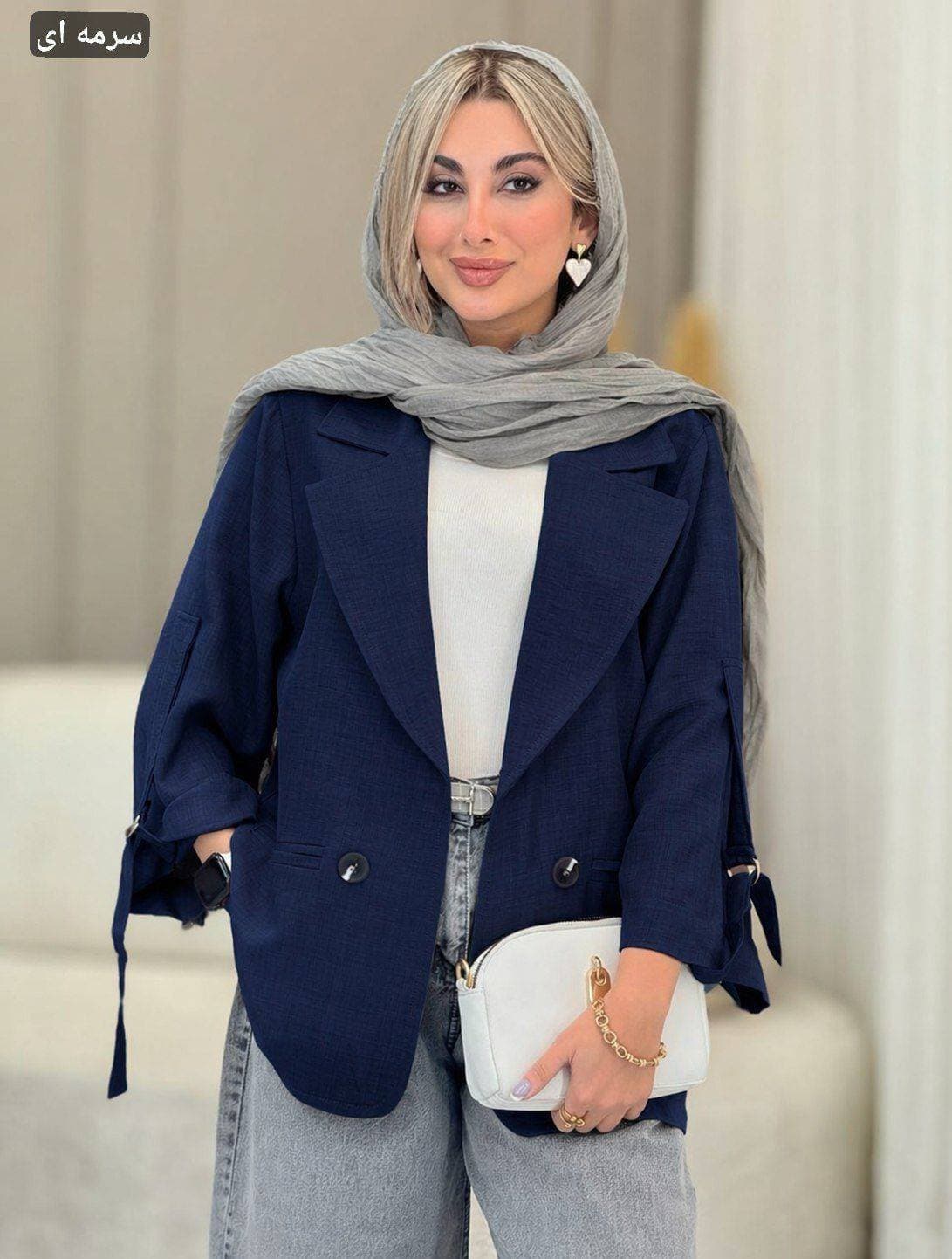 کت زنانه مجلسی مدل طیبه پارچه شانتون (کد: ۱۱۸۶۱) — تصویر ۳