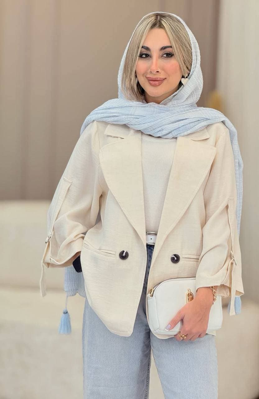 کت زنانه مجلسی مدل طیبه پارچه شانتون (کد: ۱۱۸۶۱)