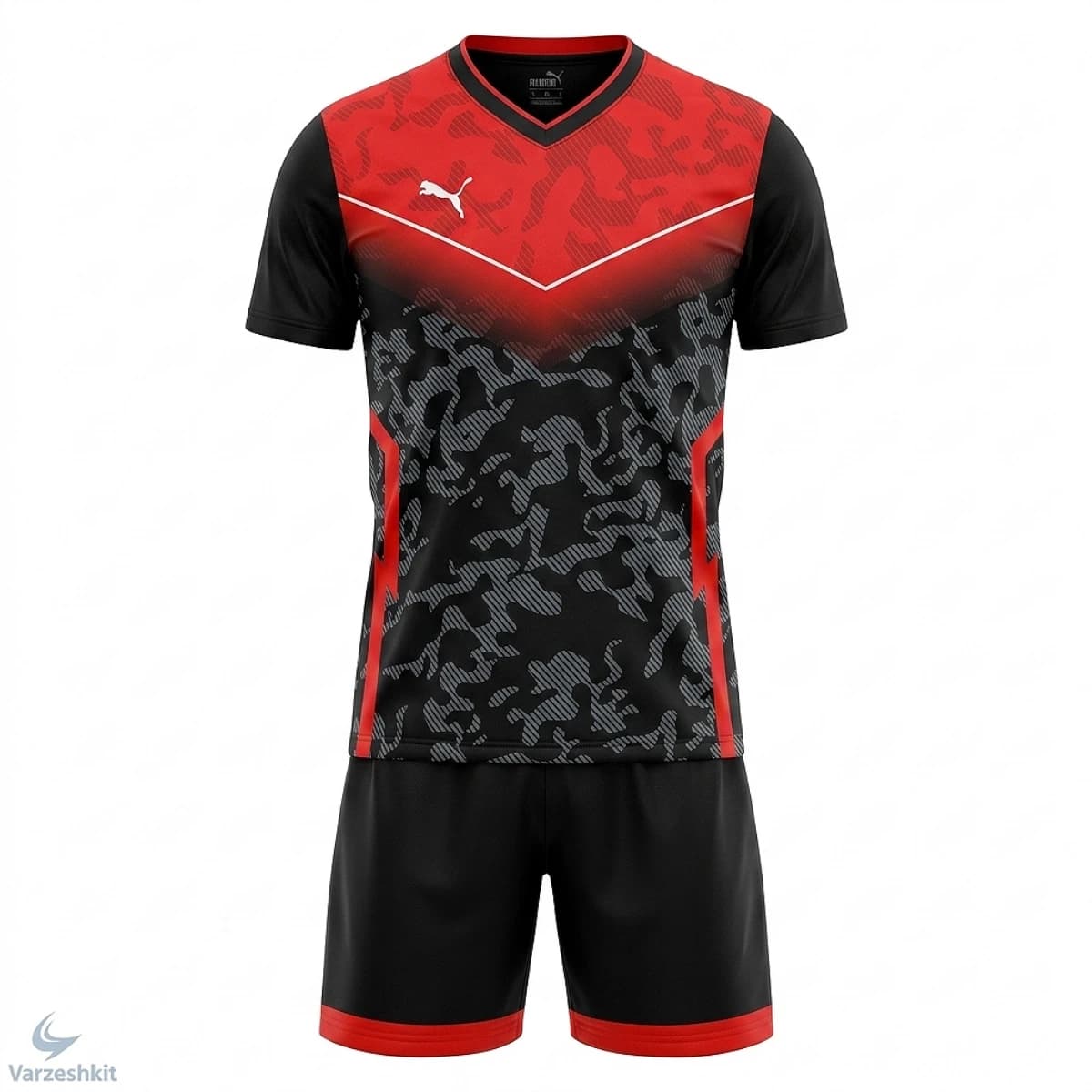 ست پیراهن و شورت فوتبال طرح پوما (Puma) | مشکی