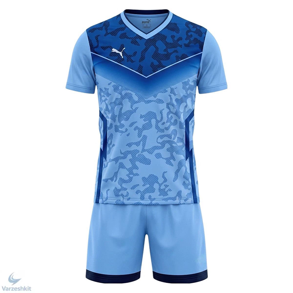 ست پیراهن و شورت فوتبال طرح پوما (Puma) | آبی آسمانی