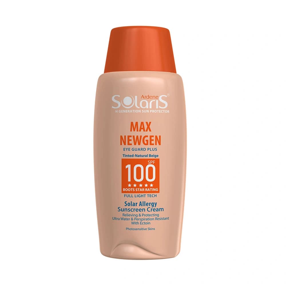 ضد آفتاب کرم پودری رنگی پوست حساس آردن سولاریس MAX NEWGEN برای پوست های حساس SPF100 بژ طبیعی