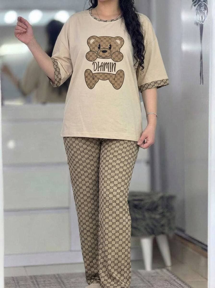 ست تیشرت و شلوار راحتی زنانه مدل نسترن جنس پنبه گلکسی (کد: ۶۰۱۸) — تصویر ۵
