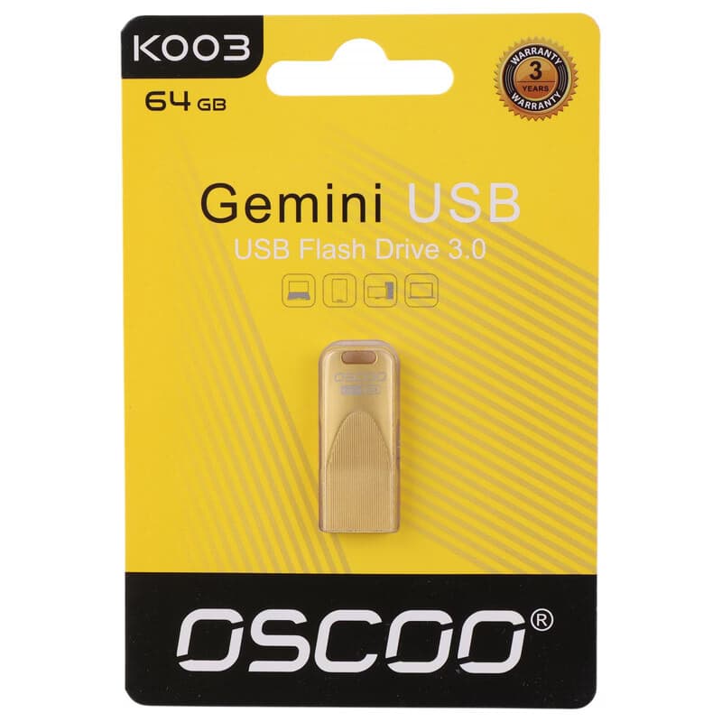 فلش مموری اوسکو 32 گیگابایت USB3.0 مدل Gemini K003 (طلایی) — تصویر ۵