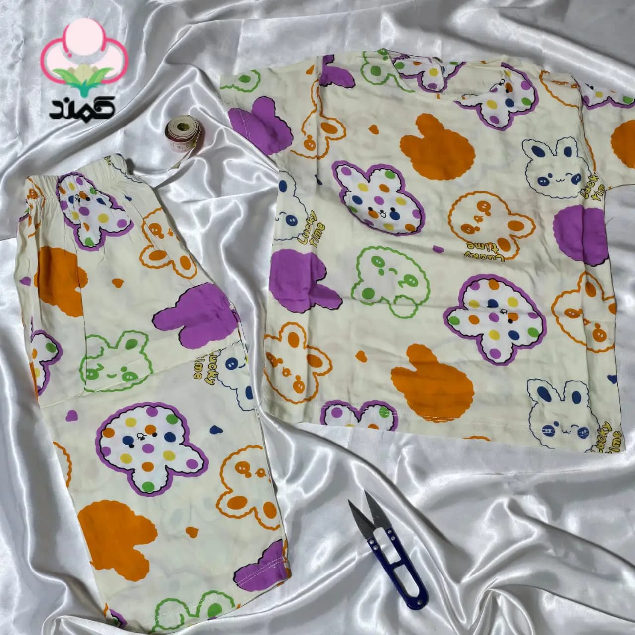 ست پیرهن شلوارک خانگی دخترانه نخی — تصویر ۳