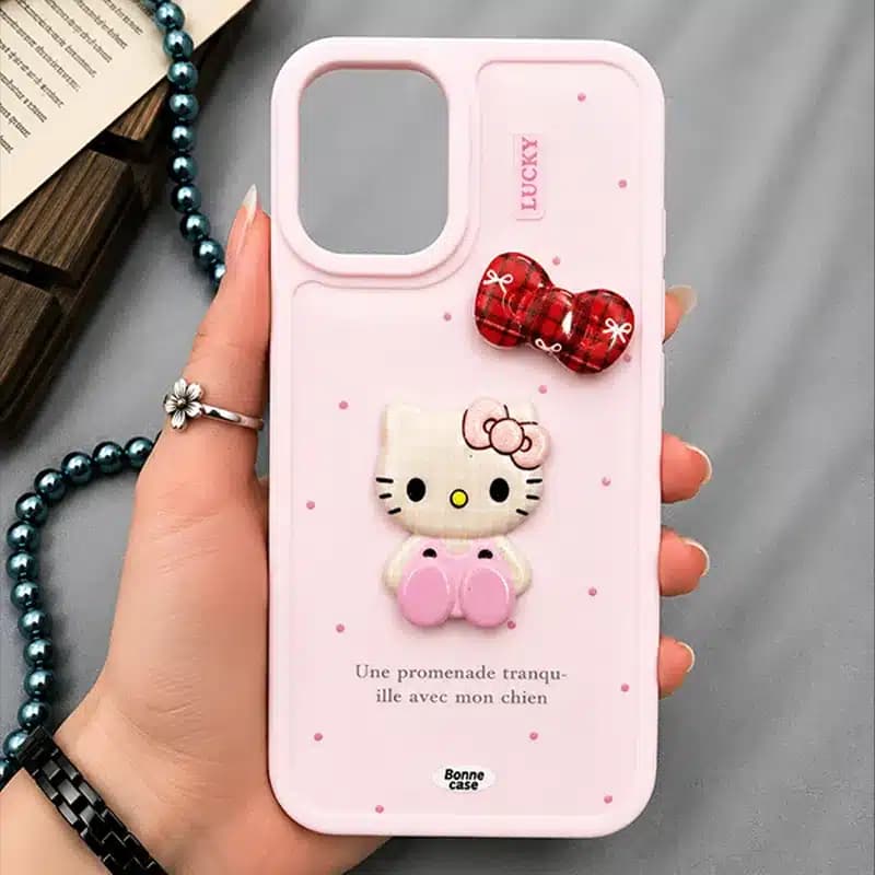 کاور شارک قاب مدل کیتی عروسکی مناسب برای گوشی موبایل اپل Iphone 16