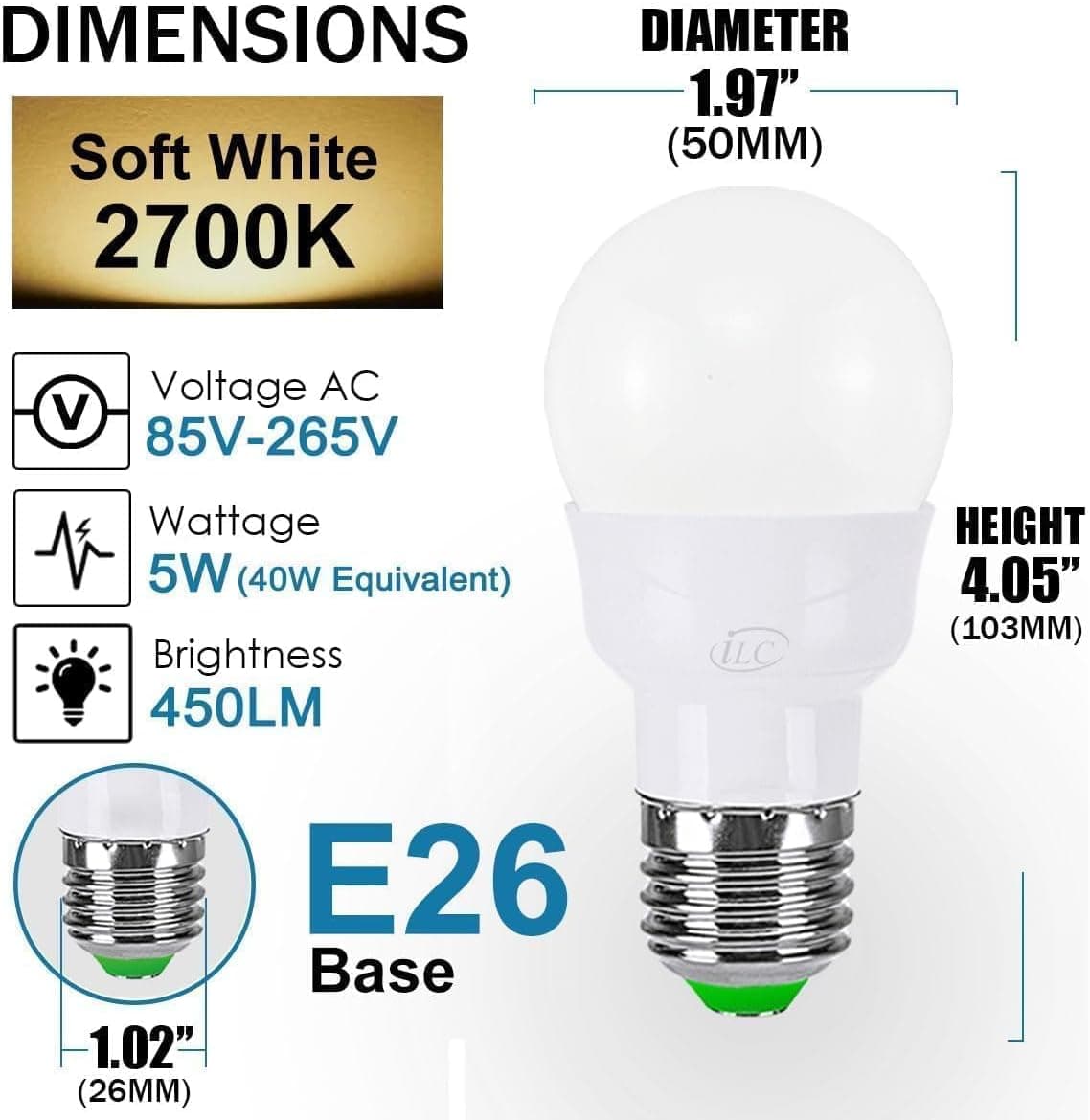 لامپ هوشمند چند رنگ iLC RGB LED – مدل US‑WW‑RGB‑3W‑E26 (بسته ۴ تایی) — تصویر ۳