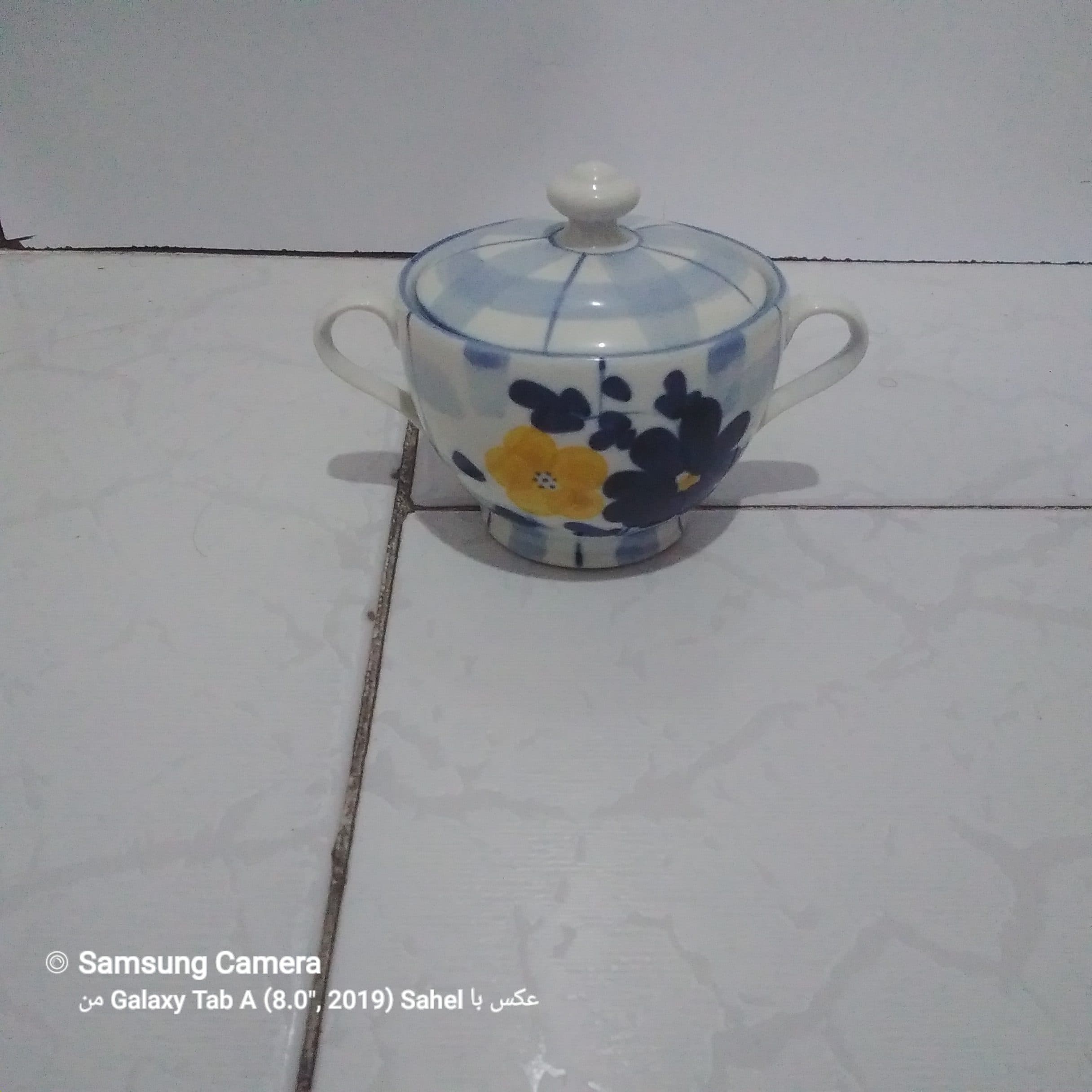 قندان خاص دسته دار طرح گل پنبه ای