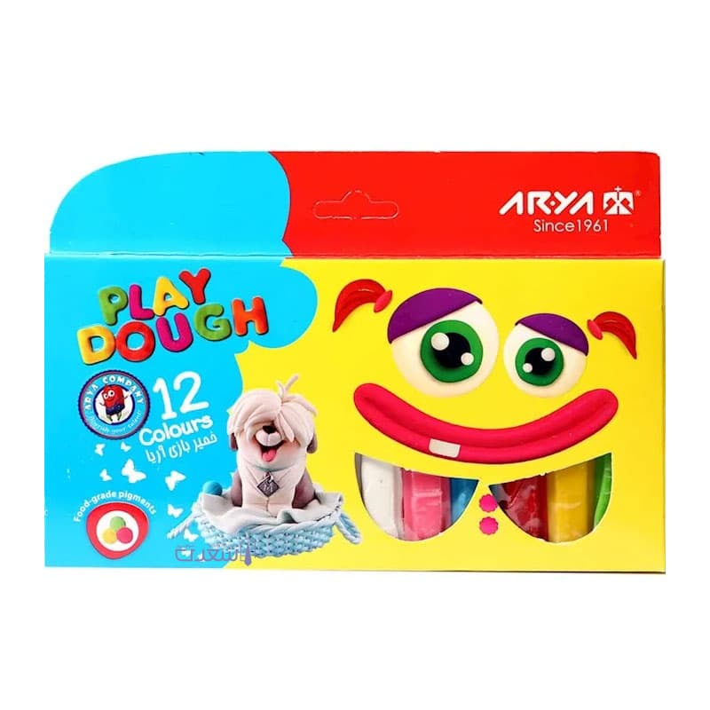 خمیر بازی 12 رنگ مقوایی آریا (ARYA) کد 1058