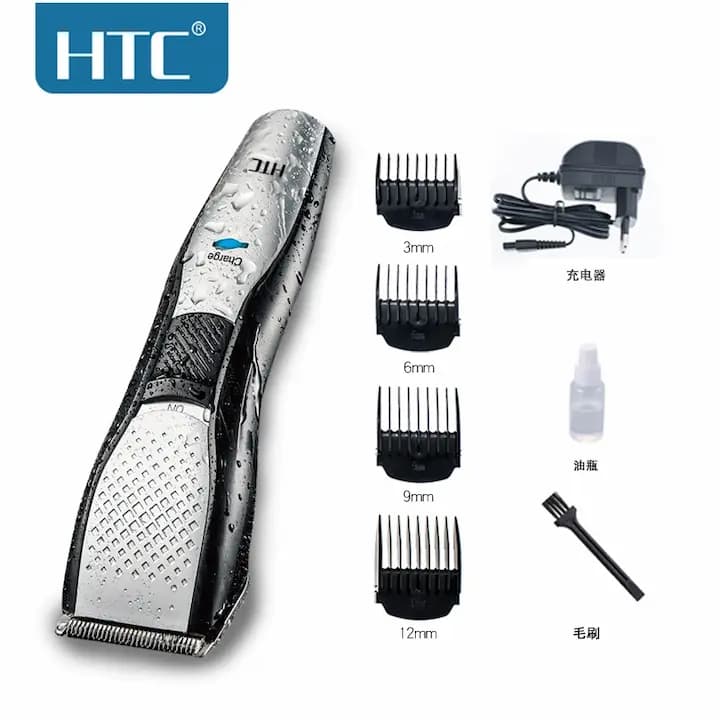 ماشین اصلاح مو اچ تی سی مدل AT-729B، تیغه استیل، شارژ USB و ضد آب