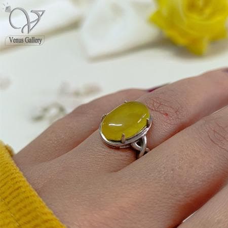 انگشتر نقره زنانه عقیق زرد (شرف الشمس) کد 5960