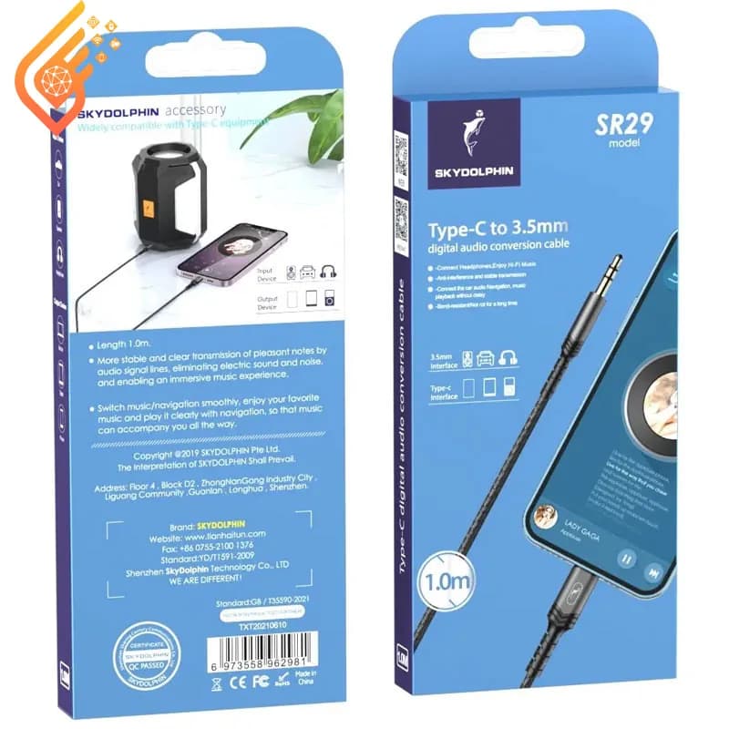 کابل تبدیل Type-C به AUX اسکای دلفین SR29 — تصویر ۲