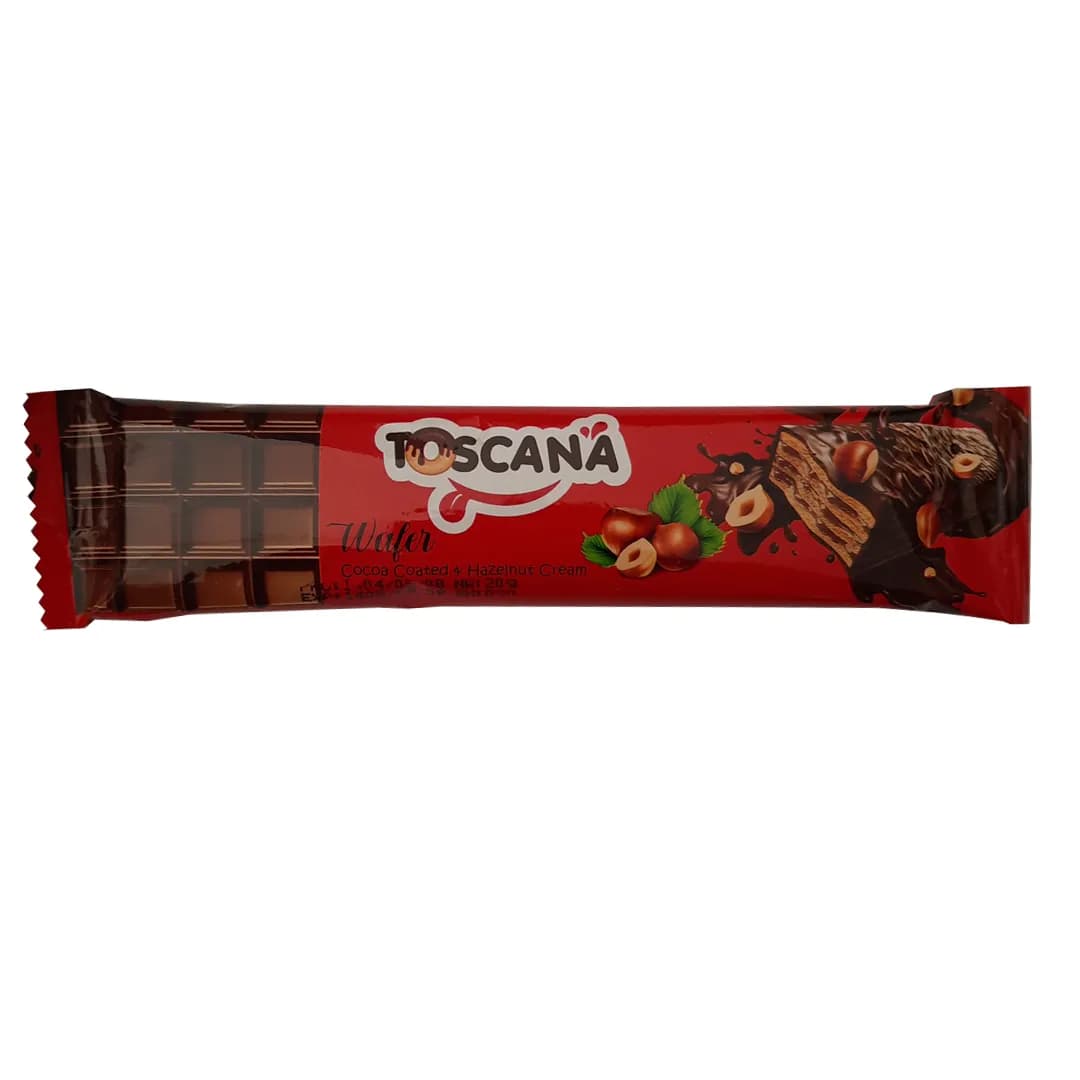 ویفر توسکانا روکش کاکائو با کرم فندق ۲۰ گرم