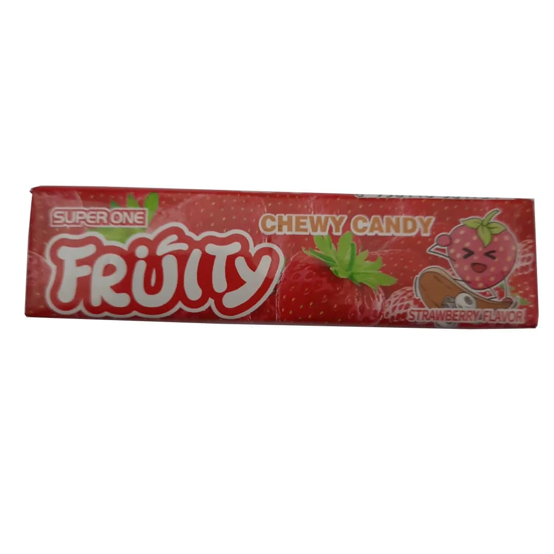 تافی جویدنی میوه‌ای سوپر وان مدل Fruity وزن 16 گرم – (طعم توت فرنگی / پرتقال / انگور)