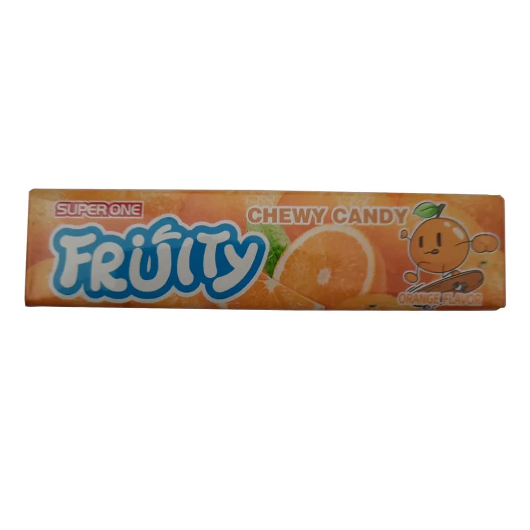 تافی جویدنی میوه‌ای سوپر وان مدل Fruity وزن 16 گرم – (طعم توت فرنگی / پرتقال / انگور) — تصویر ۲